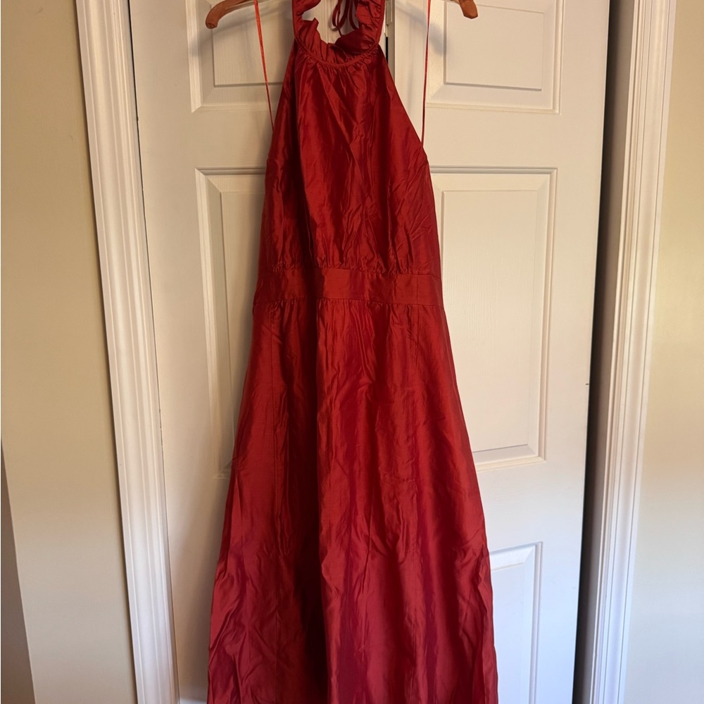 Elegant Red Halter Dress